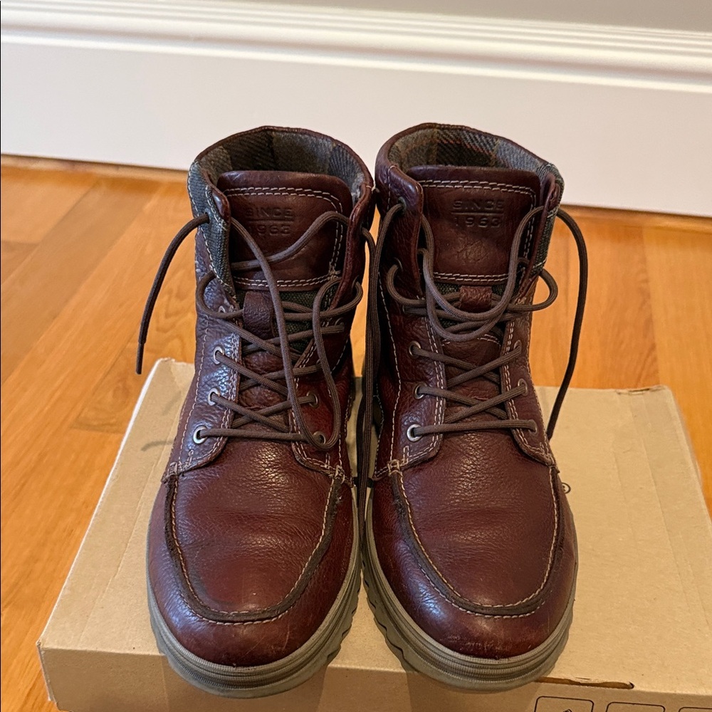Ecco Men's Brown Leather Lace-Up Work Boots